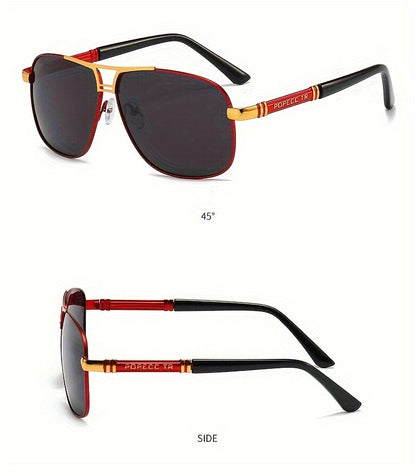 2pcs Retro-Style Men's Glasses With Polarized Lenses, PC Frame, Perfect For Outdoor Activities, Business, Travel, And Everyday Wear