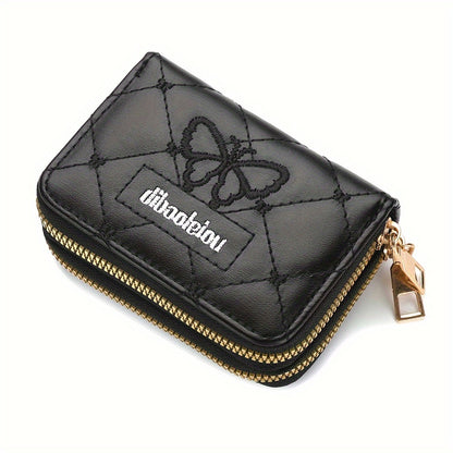 Stylish Womens Double Zipper Wallet - Compact Short Card Holder with Large Capacity, Practical Coin Purse for Everyday Use