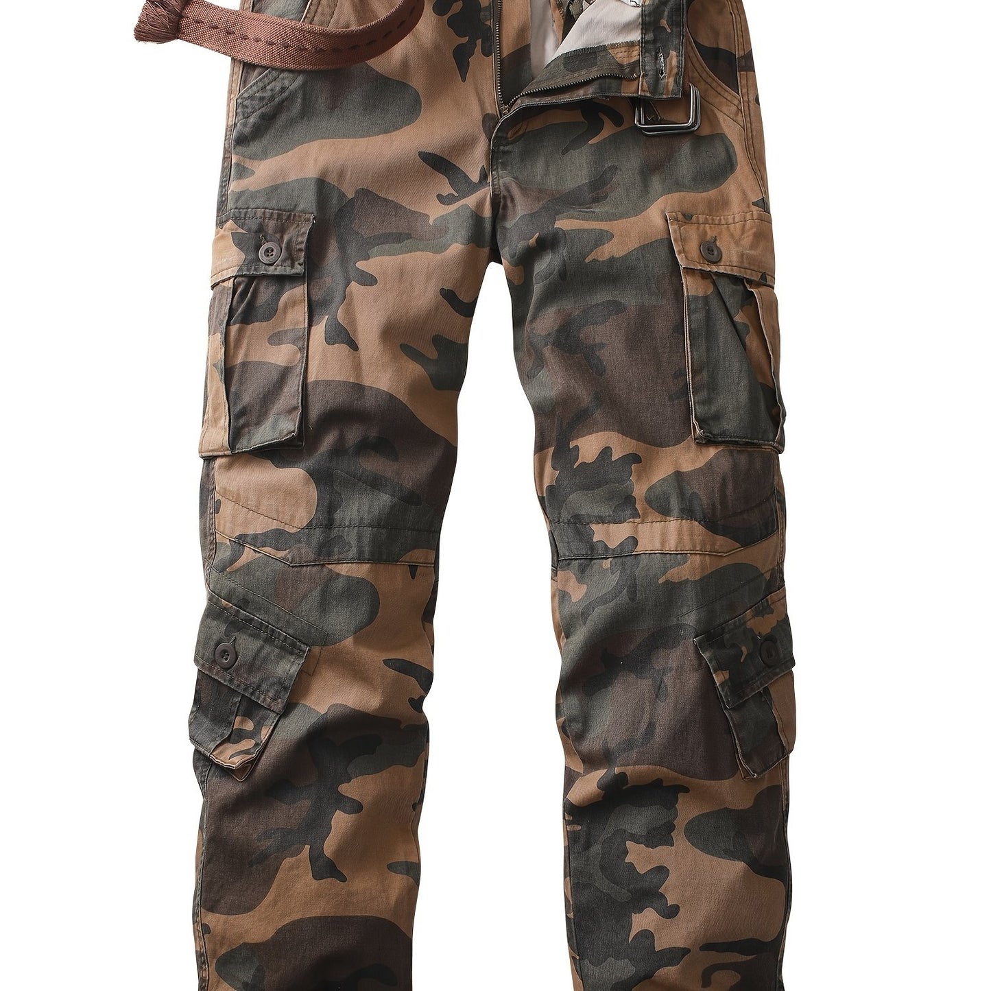 Camouflage Pattern Cotton Tactical Pants, Multi Pocket Cargo Pants