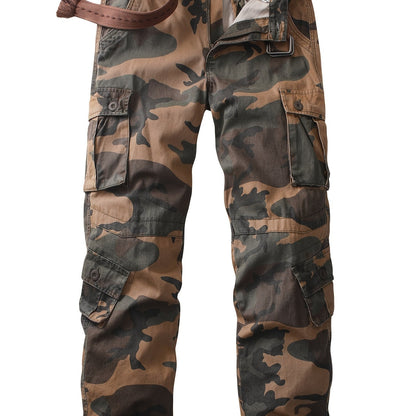 Camouflage Pattern Cotton Tactical Pants, Multi Pocket Cargo Pants