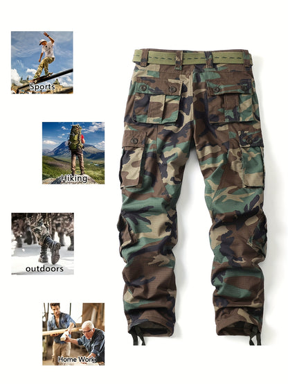 Men's Camouflage Cargo Pants - Comfortable, Durable, Multi-Flap Pocket Outdoor Work Pants for Hiking, Camping, and Heavy-Duty Activities