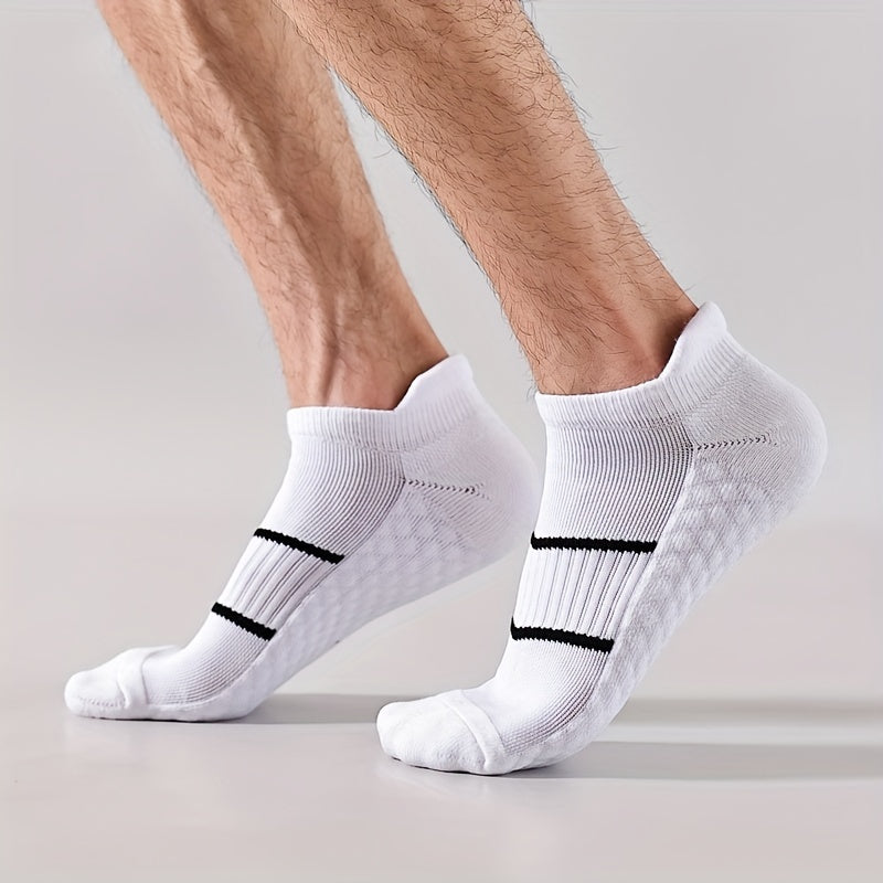 5pairs Men's Professional Sports Socks, Summer Thin Mesh Breathable Sweat-absorbing Anti-odor Ear Lifting Heel Guard Short Socks