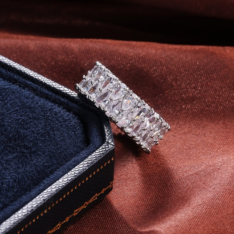 Luxurious And High-end Double-row Water Drop-shaped Zirconia Ring