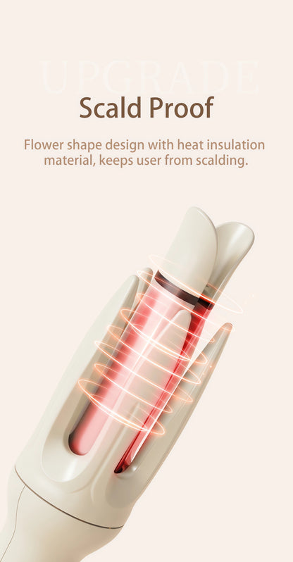 Genai Automatic Hair Curler: 28mm Barrel, 4 Temperature Settings, Negative Ion Generator, Intelligent Timer & Sensor, Auto Shut-Off for Safety