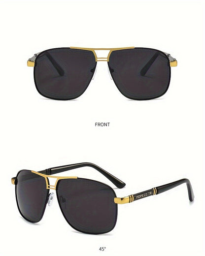 2pcs Retro-Style Men's Glasses With Polarized Lenses, PC Frame, Perfect For Outdoor Activities, Business, Travel, And Everyday Wear