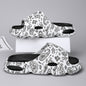 Cloud Slides Teardrop Motif Print Pillow Slippers - Non-Slip, Open-Toe, Breathable, Soft EVA Insoles, Slip-On Design, Perfect for Indoor, Outdoor, Beach, and Shower Use in Spring and Summer