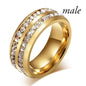Fashionable Casual Romantic Stainless Steel Double-row Imitation Zirconia Ring