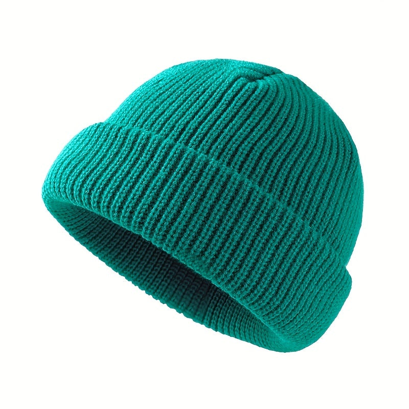 1pc Fashionable Cuffed Windproof Knit Dome Beanie Hat For Men And Women
