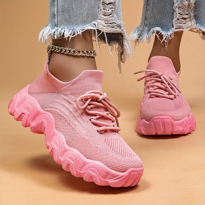 Women'S Casual Sports Sneakers, Striped Low Top Slip-On Shoes with Round Toe, Non-Slip Rubber Sole, Fabric Upper & Inner, All-Season Spring Footwear