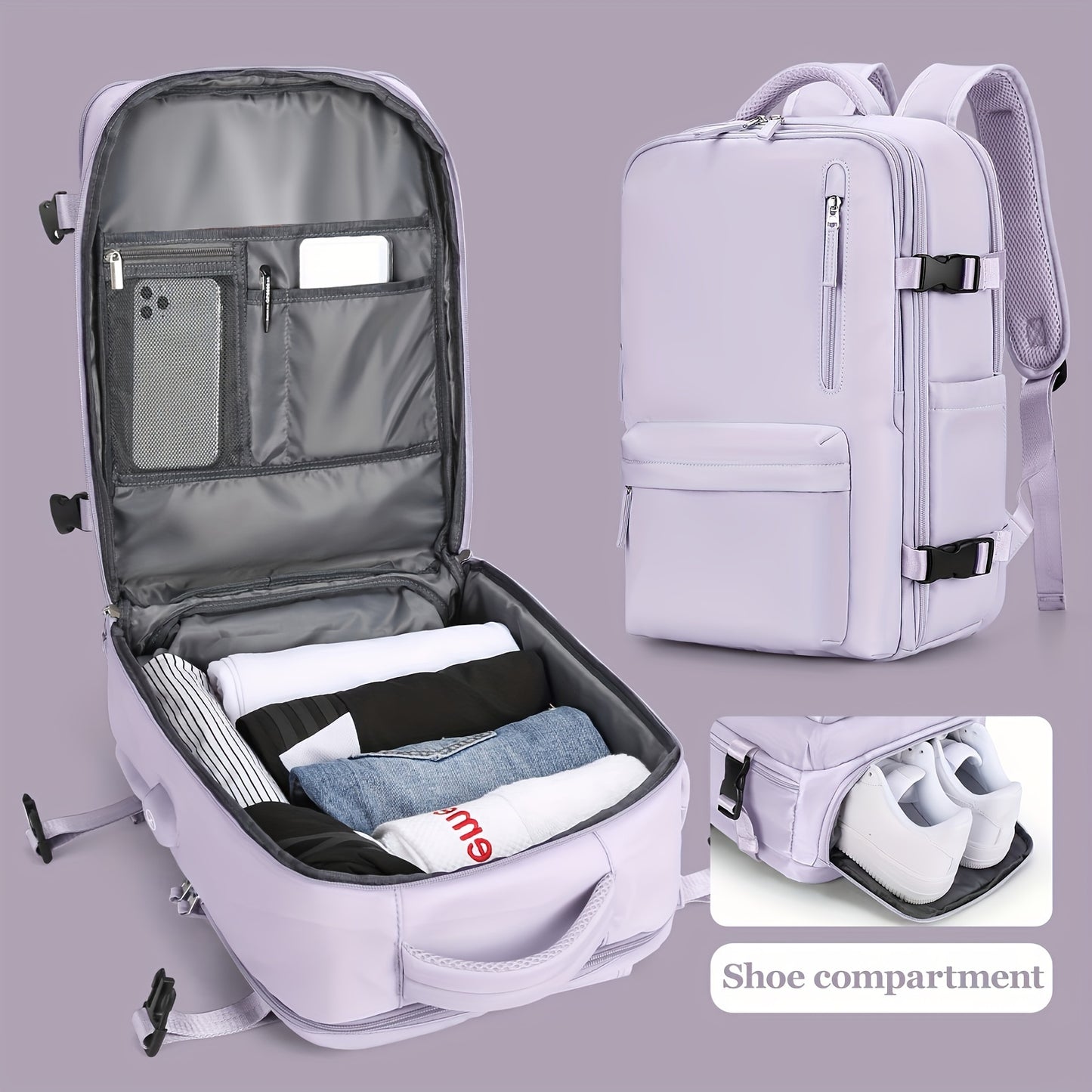 Large Capacity Multifunctional Leisure Backpack for Travel, with Dry Wet Separation Layer and Independent Shoe Compartment, and Anti-Theft Zipper Pocket, Lightweight and Portable, Suitable for Trave