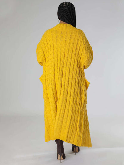 Plus Size Solid Jacquard Longline Cardigan, Women's Plus Medium Stretch Elegant Sweater Cardigan