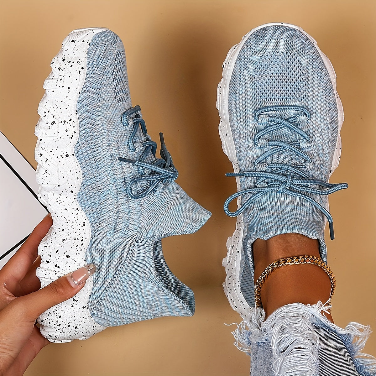 Women'S Casual Sports Sneakers, Striped Low Top Slip-On Shoes with Round Toe, Non-Slip Rubber Sole, Fabric Upper & Inner, All-Season Spring Footwear