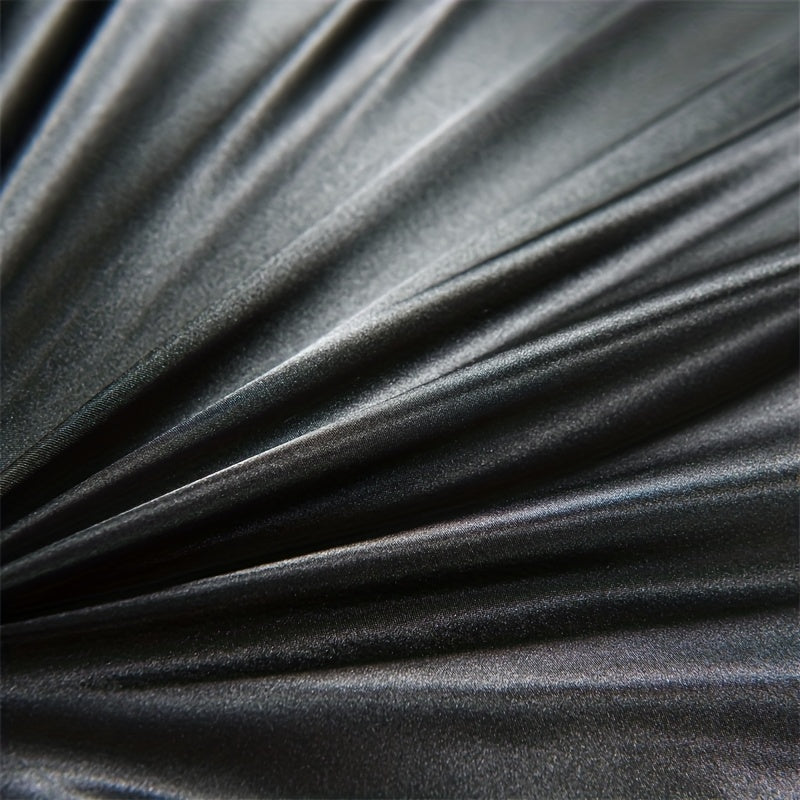 4-Piece Luxurious Satin Bedding Set - Silky Smooth, Breathable Comfort for All Seasons - Ideal for Home and Hotel - Includes Flat Sheet, Elasticized Fitted Sheet, and 2 Pillowcases