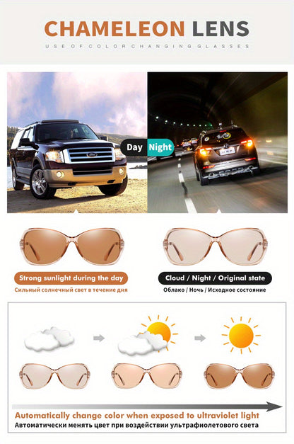 Fashion Design HD Photochromic Sunglasses For Women Polarized Glasses Driving Travel Oversized Ultralight Luxury Ladies Eyewear best gifts for Mother's Day