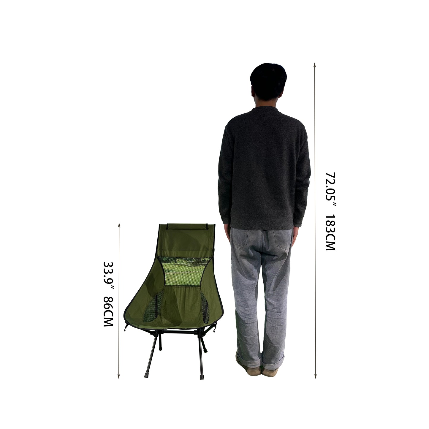 1pc Portable Folding Camping Chair, Lightweight Collapsible Chair For Adult, Comfortable High Back Chair For Outdoor Hiking Fishing Picnic