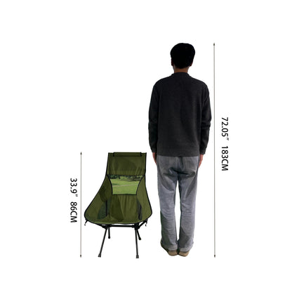 1pc Portable Folding Camping Chair, Lightweight Collapsible Chair For Adult, Comfortable High Back Chair For Outdoor Hiking Fishing Picnic