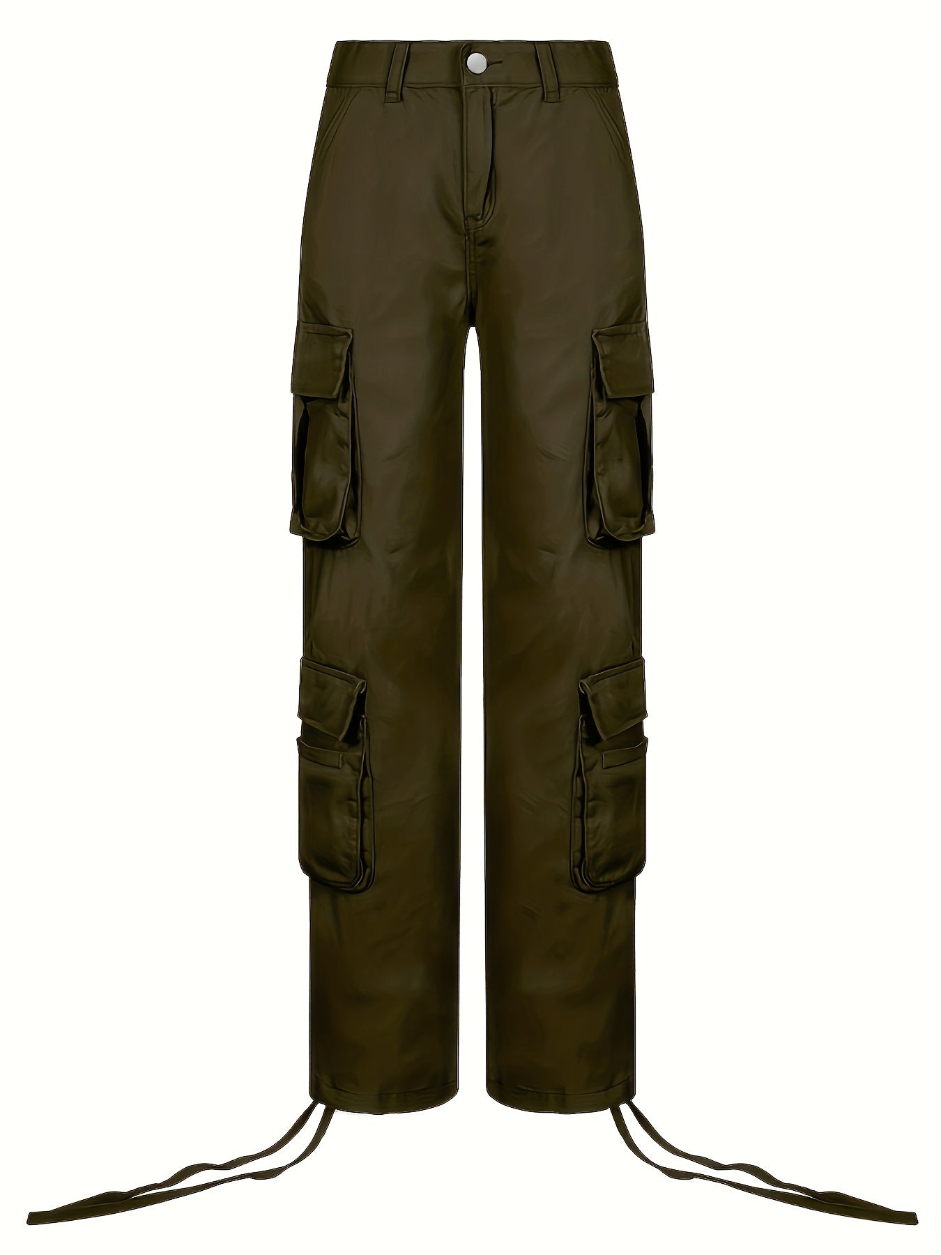 Black Flap Pockets Straight Jeans, Loose Fit Non-Stretch High Waist Cargo Pants, Y2K & Kpop Style, Women's Denim Jeans & Clothing