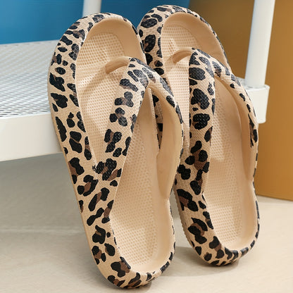 Vibrant Leopard Print EVA Flip Flops - Ultra-Soft, Wear-Resistant, and Cushioned Sole for Comfortable Walking - Perfect Indoor and Outdoor Beach Shoes for Summer