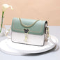 Geometric Embroidered Flap Square Bag - Chic Crossbody with Stylish Chain, Magnet Closure, and Bag Charm