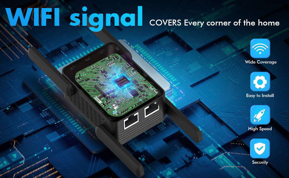 [Wireless Signal Booster] Up to 6500 Sq.Ft WiFi Extender Signal Booster for Home - Wireless Internet Repeater Range Coverage for 45+ Devices