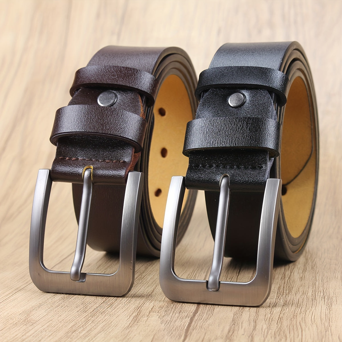 1pc Pu Leather Strap, Fashion Pin Buckle Belts For Men