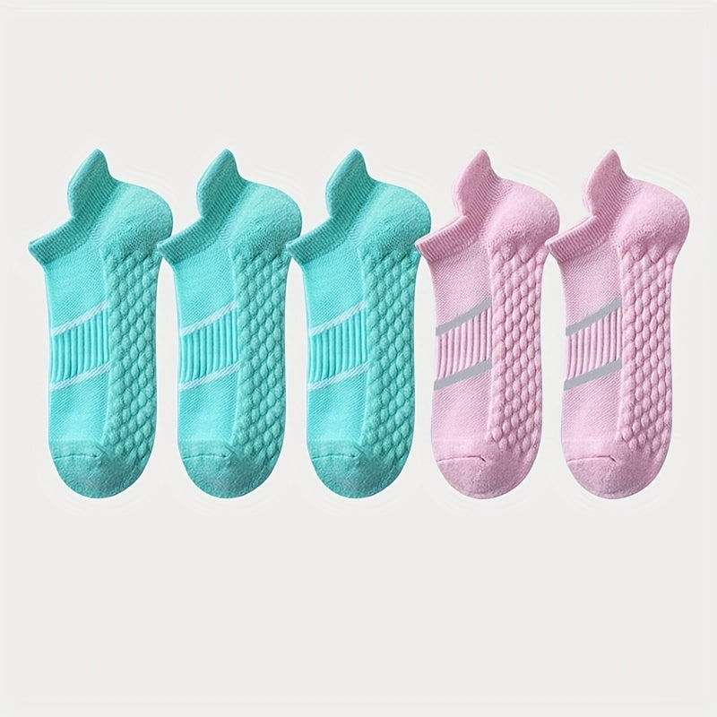 5pairs Men's Professional Sports Socks, Summer Thin Mesh Breathable Sweat-absorbing Anti-odor Ear Lifting Heel Guard Short Socks