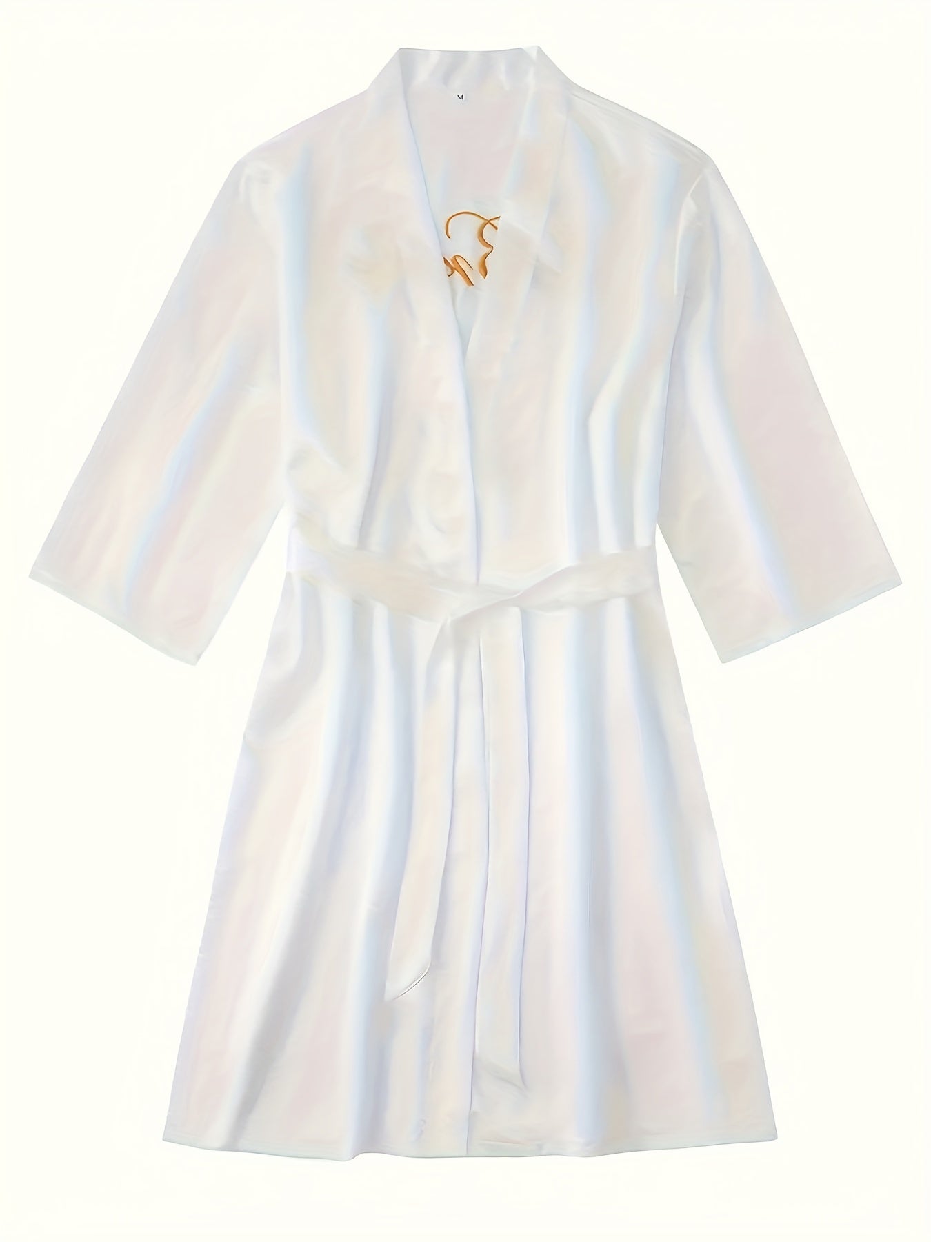 Luxurious Solid Satin Night Robe - Elegant Women's Long Sleeve V Neck Sleepwear with Belt and Adjustable Waist - Soft, Comfortable, and Stylish Nightgowns & Sleepshirts for a Restful Night's Sleep