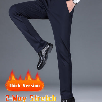 Men's Warm Thick Stretch Dress Pants for Fall/Winter Business Formal Wear