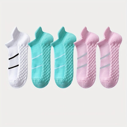 5pairs Men's Professional Sports Socks, Summer Thin Mesh Breathable Sweat-absorbing Anti-odor Ear Lifting Heel Guard Short Socks
