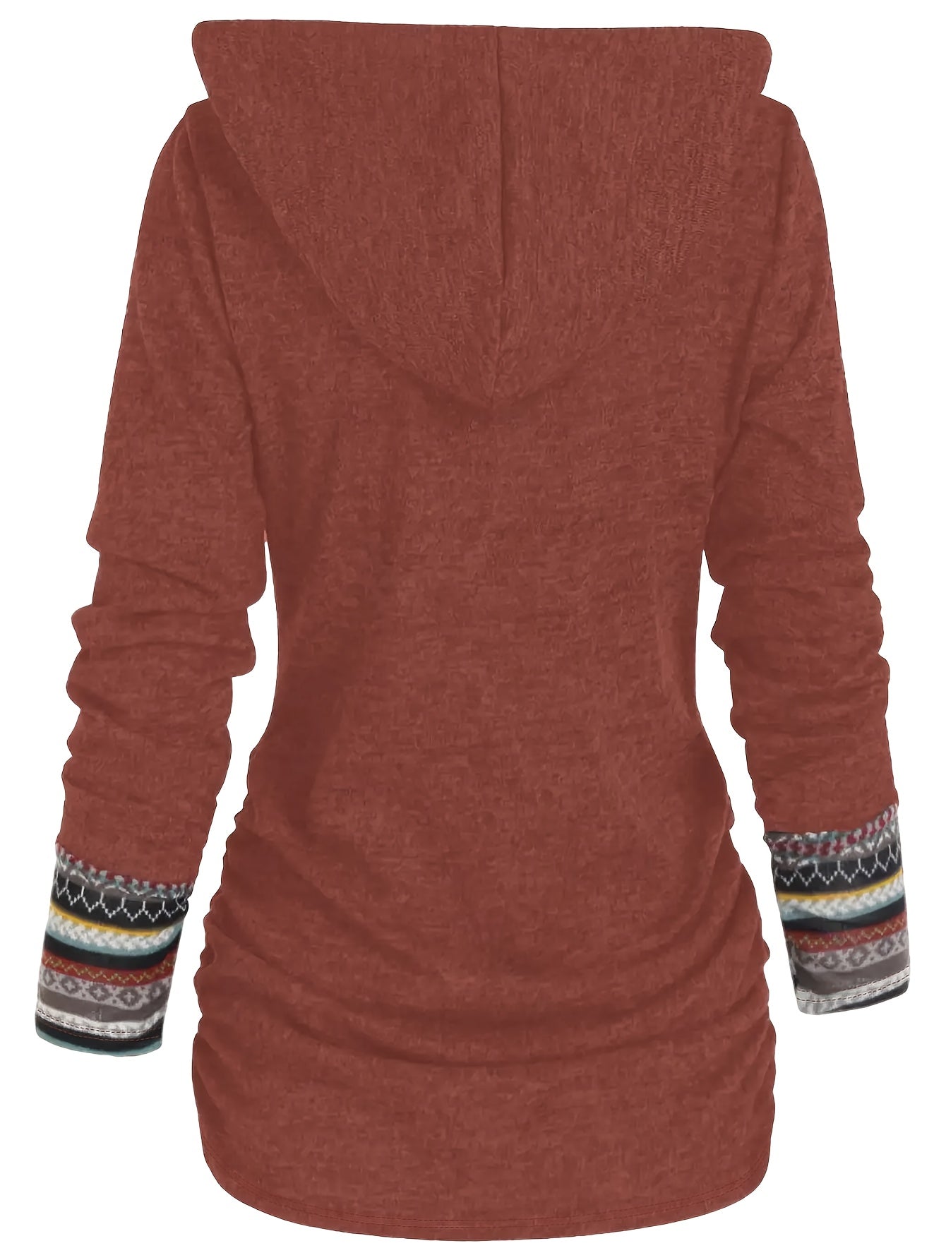 Trendy Womens Stripe Hoodie with Button Accent - Casual Long Sleeve Splicing Design - Comfortable & Stylish Fashion Clothing