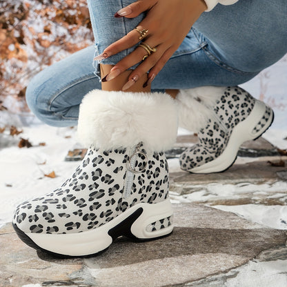 Women's Platform Short Boots, Comfortable Side Zipper Ankle Boots, Stylish Plush Lined Boots