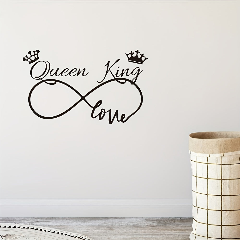 1pc Romantic Queen King Wall Sticker, Infinite Love Couples Room, Vinyl Wall Decal, Bedroom Living Room Sweet Decor Art Murals