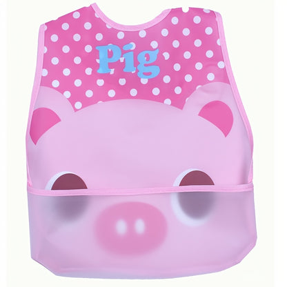Waterproof Youngsters Feeding Bib with Pockets - Cute Cartoon Designs, Dirt-Resistant EVA Material for Boys & Girls