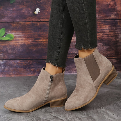 Pointed Toe Ankle Boots - Chunky Heels, Stylish, Comfortable for Daily Wear