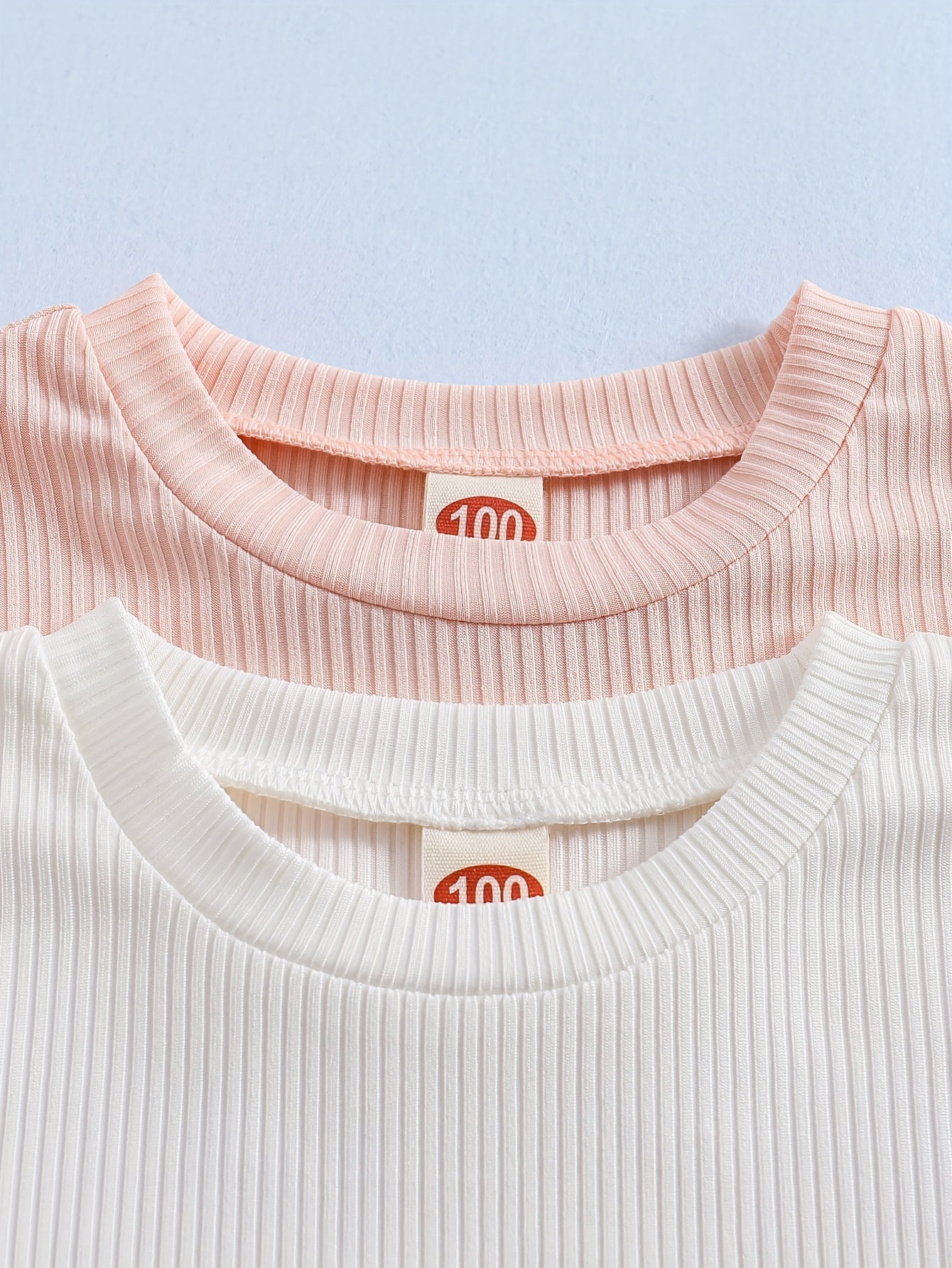 2 Sets Girl's Ribbed Outfit, Peplum Top & Pants Set, Casual Toddler Kid's Clothes For Spring Fall