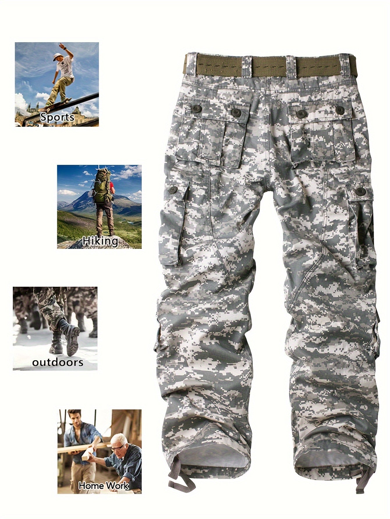 Cotton Men's Multi Pocket Camouflage Pattern Cargo Pants, Tactical Pants