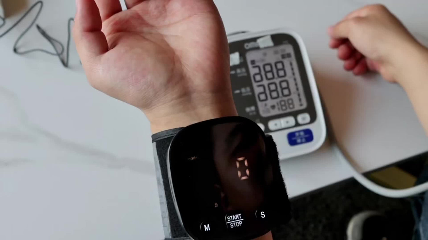 AccurateCare Wrist Blood Pressure Monitor - Rechargeable Sphygmomanometer with English Voice Broadcast, Storage Box, and Built-in Lithium Battery for Easy Monitoring at Home or On-The-Go