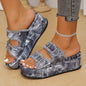 Stylish Womens Denim Platform Sandals - Square Open Toe, Buckle Strap, Slip-on, EVA Sole, Comfortable Strappy Back Slide Shoes for Summer Outdoor Activities