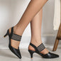 Women's Crocodile Pattern Slingback Pumps, Trendy Pointed Toe Faux Leather Solid Color Heels, Elegant & Versatile Shoes
