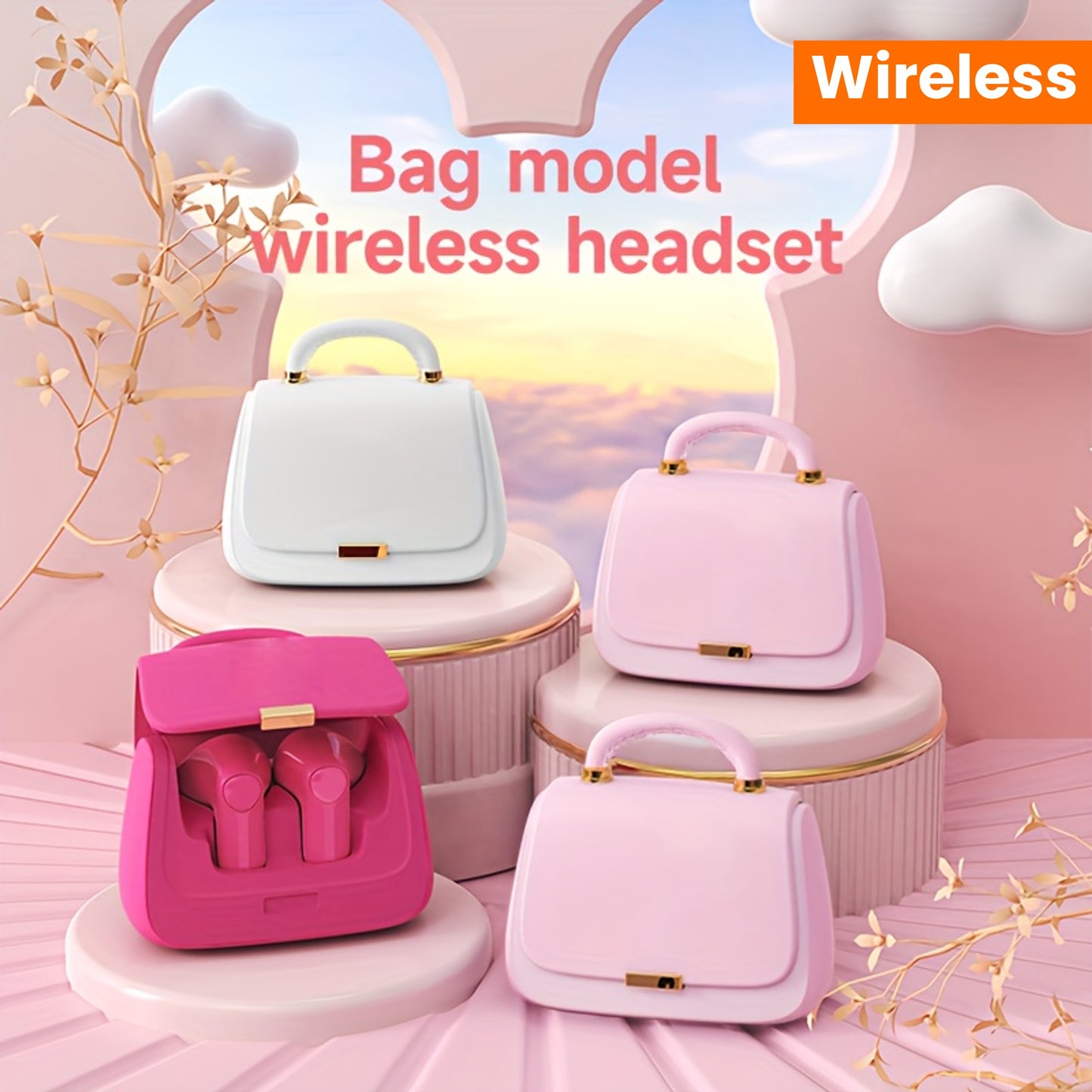 Fashion-Forward Active Noise-Cancelling Wireless Headset: Quick Charge, Touch Control, Gaming-Ready, Unique Handbag-Crafted Design for the Modern User