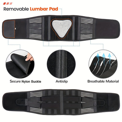 Anti-Skid Design Back Brace, Back Support Belt For Women & Men, Breathable Lower Back Brace With Lumbar Pad