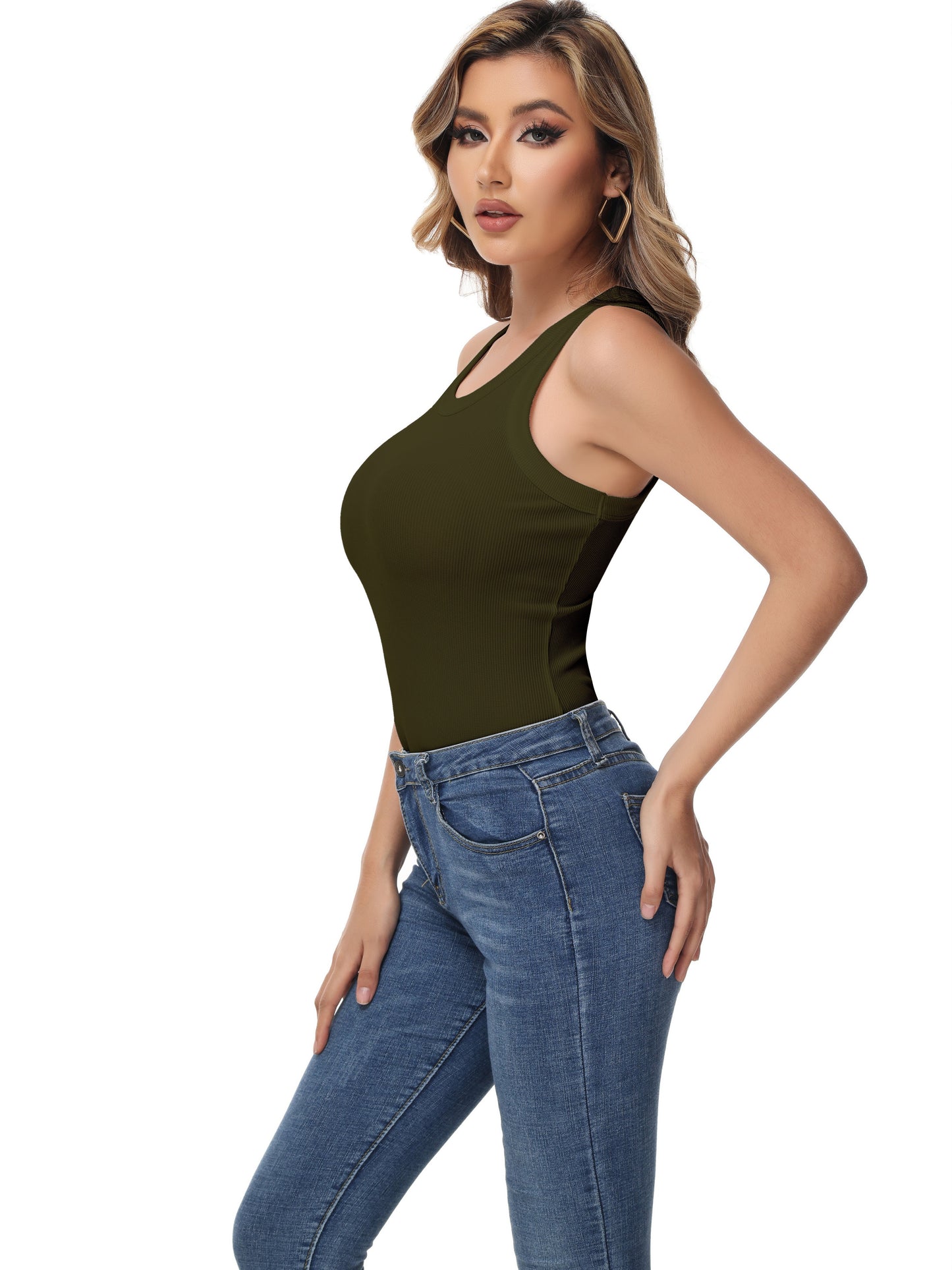 Women Sleeveless Sports Tank Top, Workout Casual Rib Basic Slim Fit Sports Tank Top, Women's Activewear for Koningsdag/King's Day