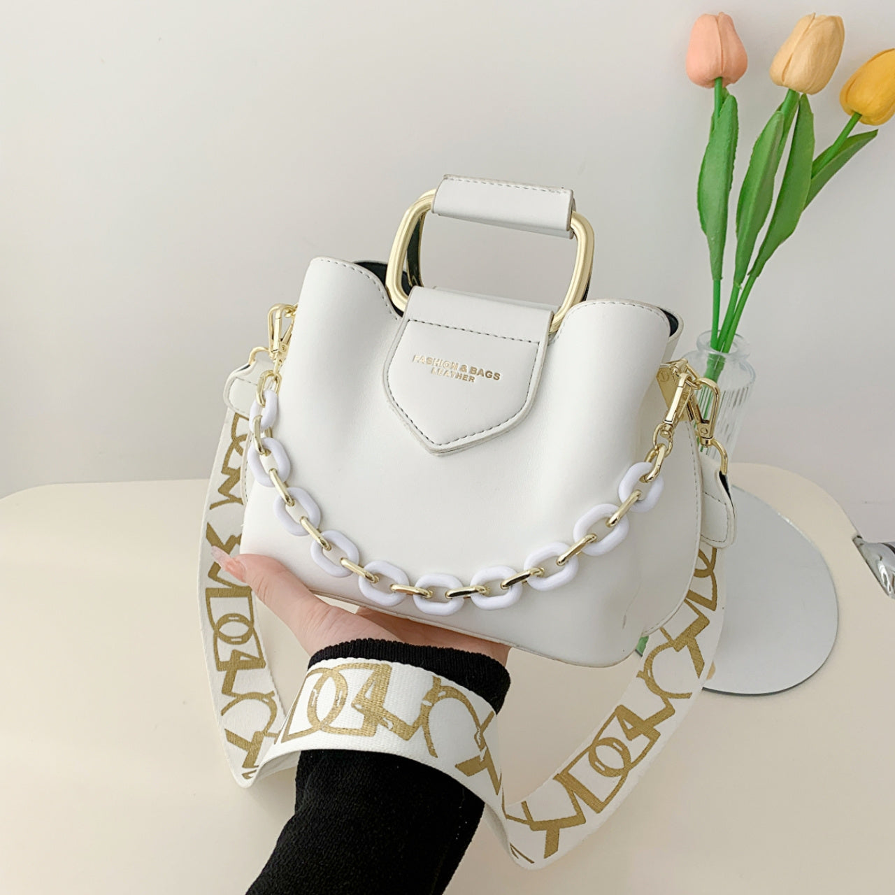 Fashion Top Handle Bucket Bag, Trendy PU Handbag, Women'S Casual Handbag & Shoulder Satchel Purse