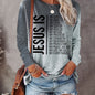 Jesus Print Crew Neck T-shirt, Casual Long Sleeve Top For Spring & Fall, Women's Clothing