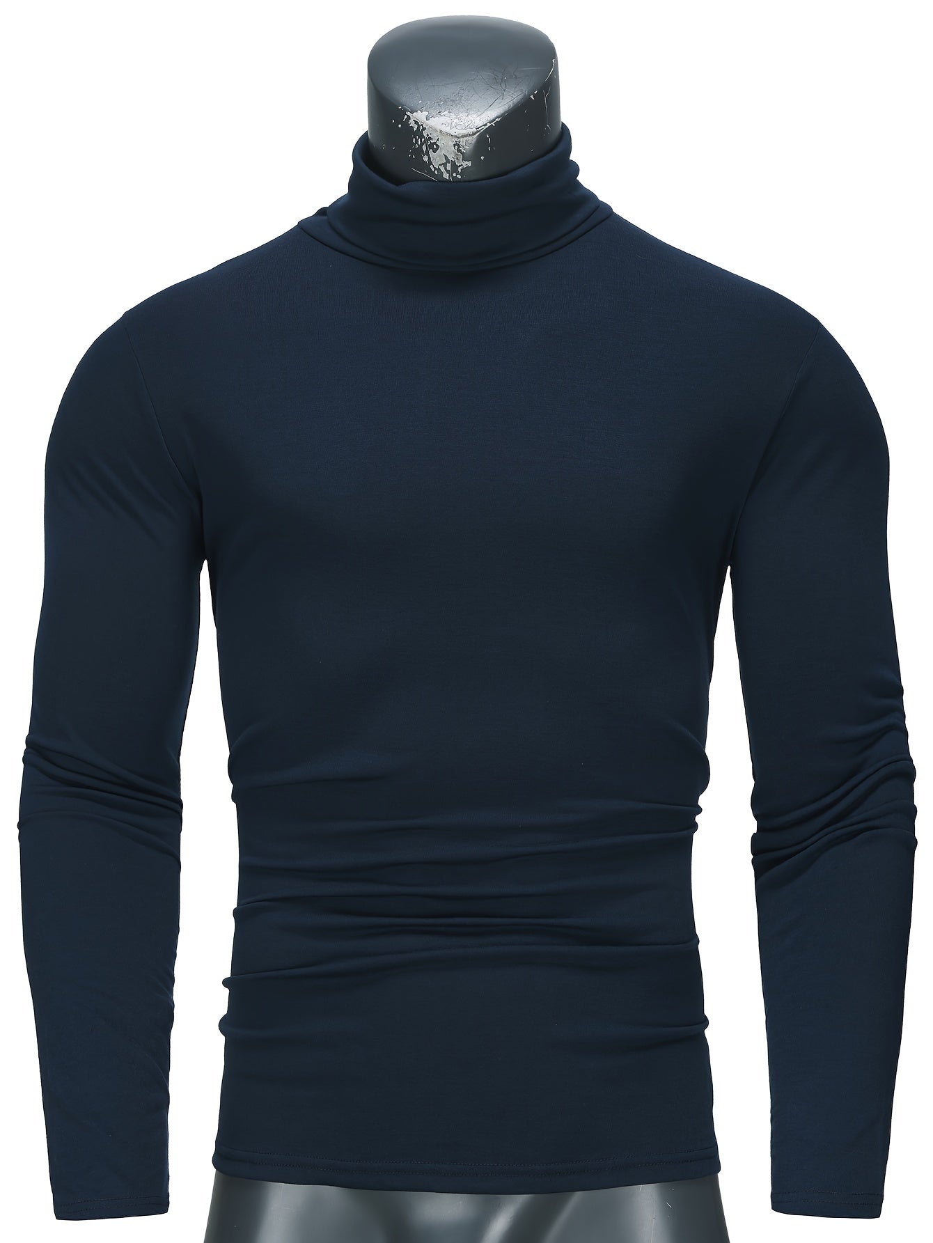 Long-Sleeved Multicolor Turtleneck Shirt for Men - Soft Medium Stretch Polyester Fabric, Regular Fit, High Neck Collar, Machine Washable, Perfect for Spring and Fall Seasons