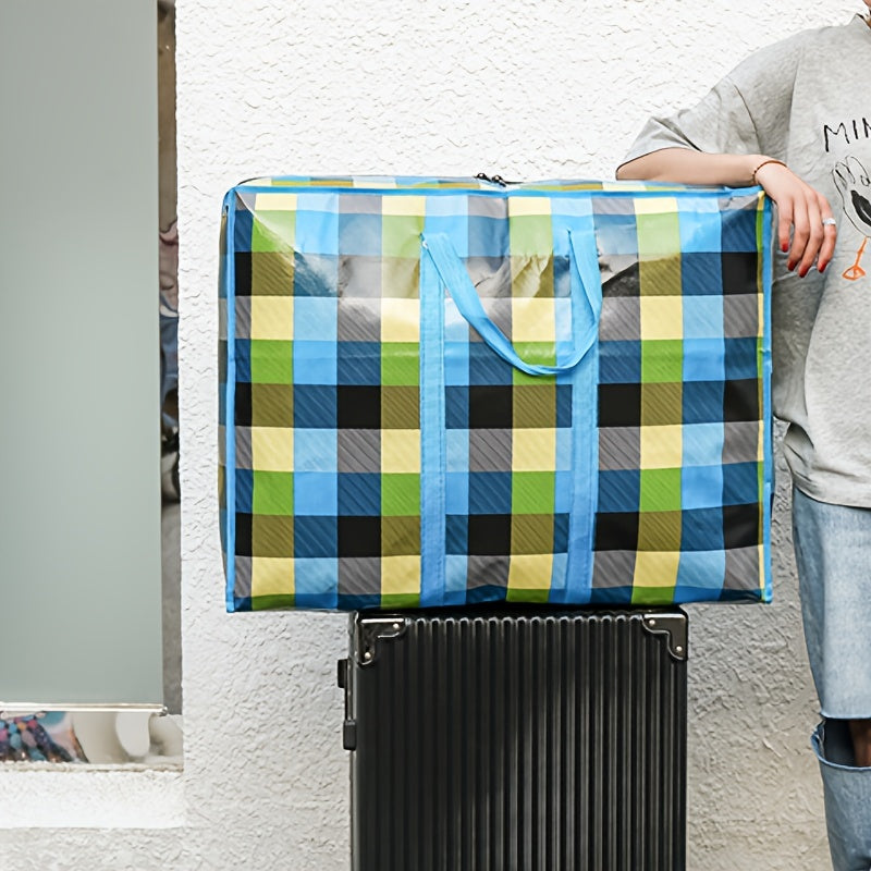 1pc Large Capacity Hanging Storage Bag, Moving Packaging Storage Bag, Waterproof Storage Bag With Zippers & Reinforced Handle, Suitable For Student Back To School