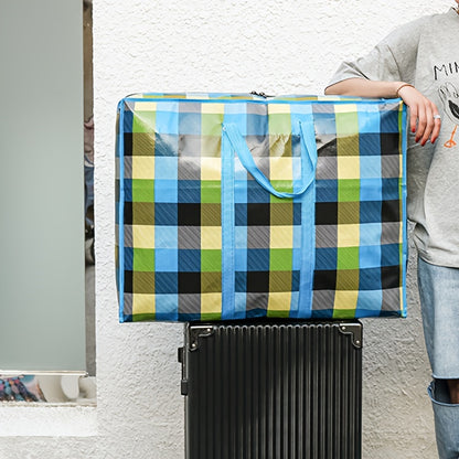 1pc Large Capacity Hanging Storage Bag, Moving Packaging Storage Bag, Waterproof Storage Bag With Zippers & Reinforced Handle, Suitable For Student Back To School