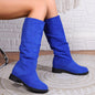 Women's Slouchy Mid Calf Boots, Comfortable Round Toe Pull On Shoes, Classic Boots For Koningsdag/King's Day