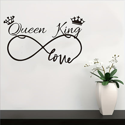 1pc Romantic Queen King Wall Sticker, Infinite Love Couples Room, Vinyl Wall Decal, Bedroom Living Room Sweet Decor Art Murals