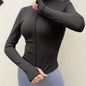 Plus Size Sports Top, Women's Plus Zip Up Long Sleeve Medium Stretch Slim Fit Running Jacket